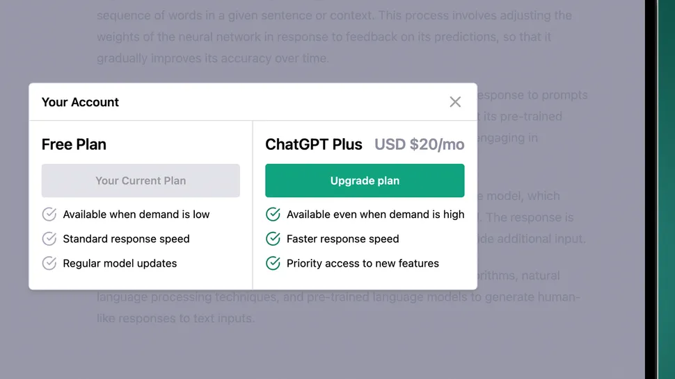 ChatGPT Plus custará US$ 20 por mês.(Crédito da imagem: OpenAI)